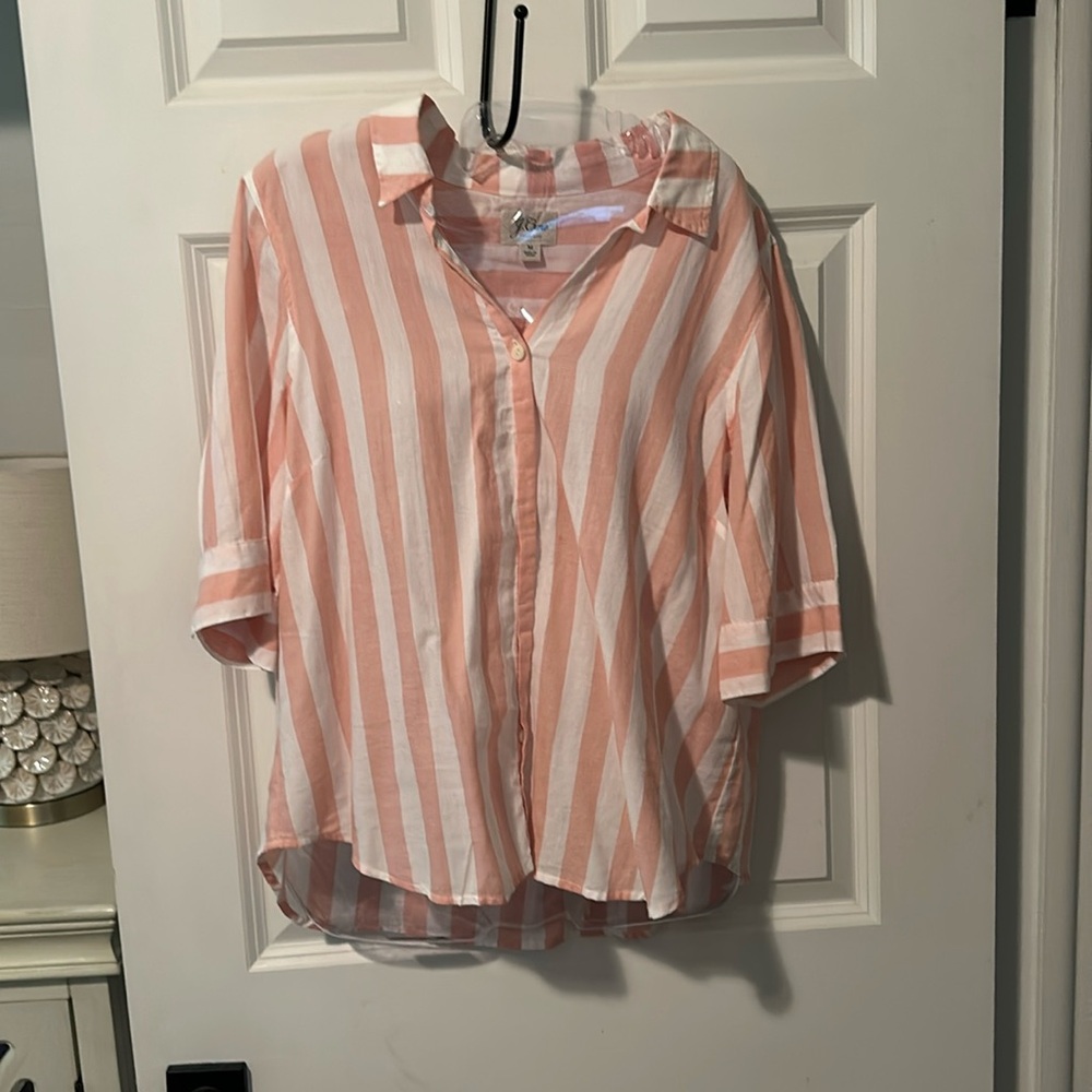 J crew pink striped top